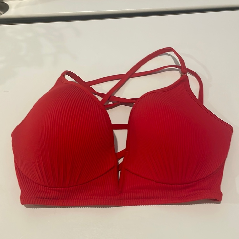 Shade and shore ribbed bathing suit top 34C